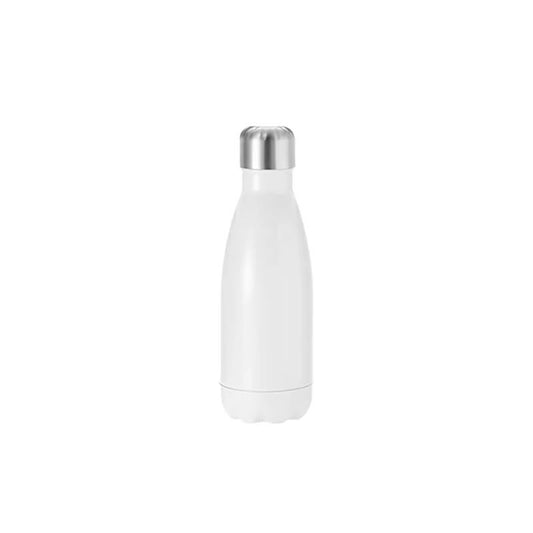 White insulated blank sublimation bottle with silver cap