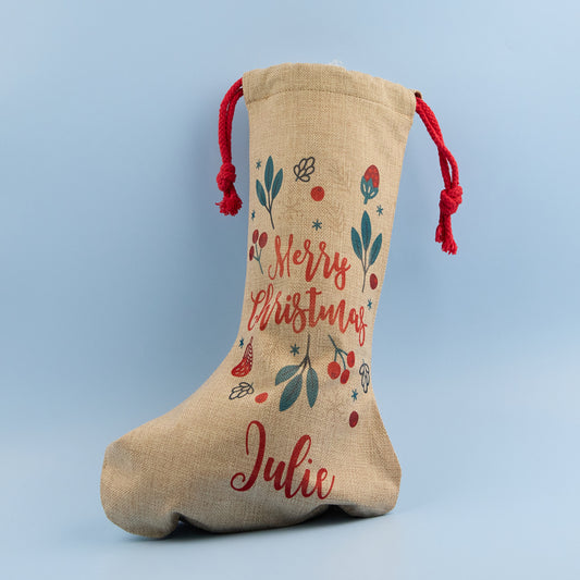 Faux Burlap Sublimation Santa Stocking