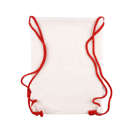 Small Linen Red Rope Drawstring Bag