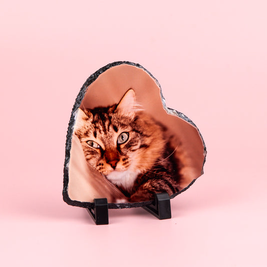 Gloss Sublimation Rock Photo Slate - Heart Small - 15cm x 15cm