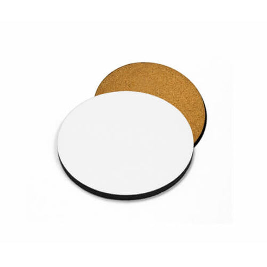 MDF Sublimation Round Coaster with Cork Backing - Pkt of 4