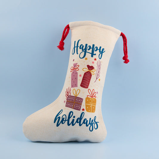 Linen Santa Stocking