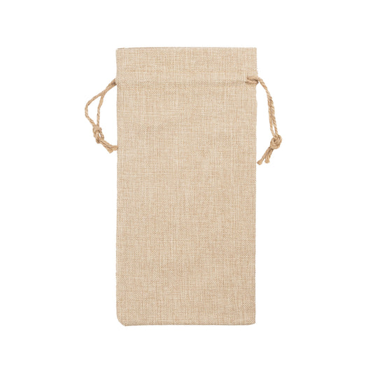 Faux Burlap Wine Drawstring Bag
