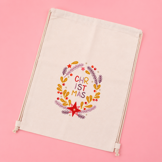 Large Linen Sublimation Natural Rope Drawstring Bag