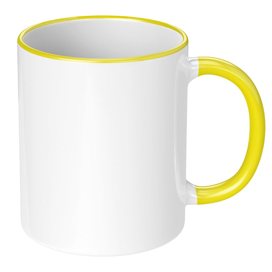 11oz Yellow Rim & Handle Sublimation Mug